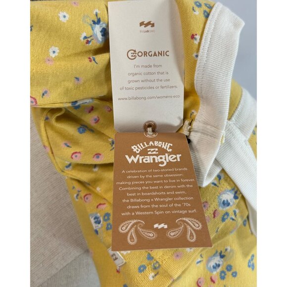 BILLABONG WRANGLER The Ringer Tank Top Sz XS Yellow Floral Print Organic Cotton - Picture 7 of 7